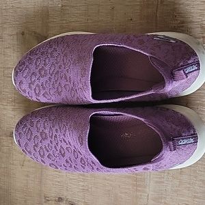 Skechers slip on purple shoes